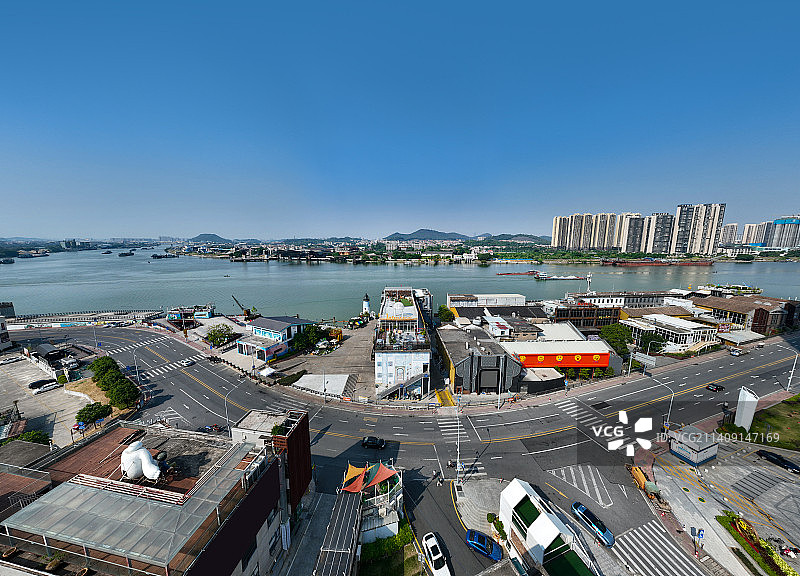 广东省佛山市顺德区容桂渔人码头航拍图片素材