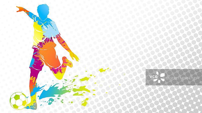 色彩笔触泼墨足球运动员动态图图片素材
