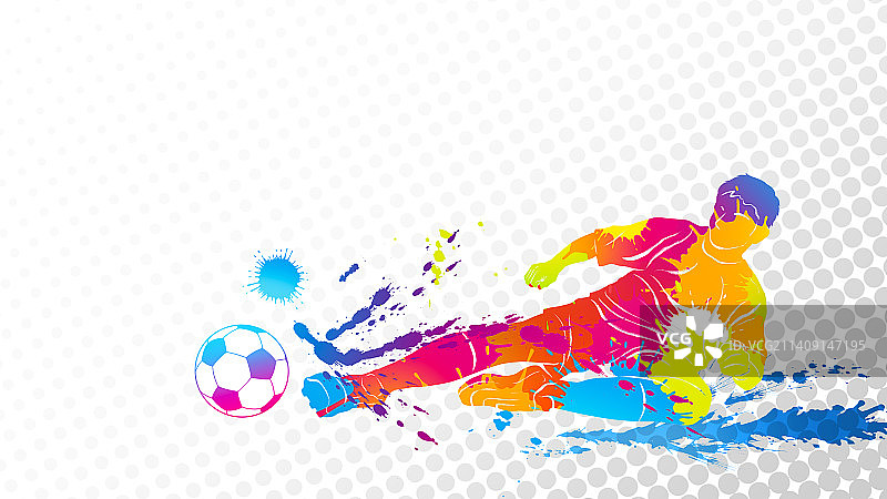 色彩笔触泼墨足球运动员动态图图片素材