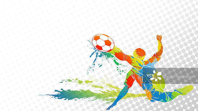 色彩笔触泼墨足球运动员动态图图片素材