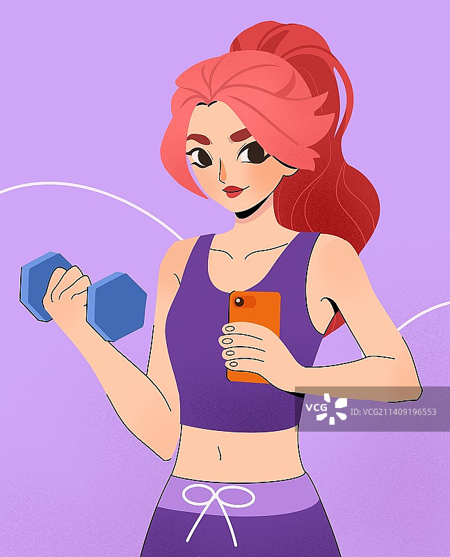 健身美女卡通半身像图片素材