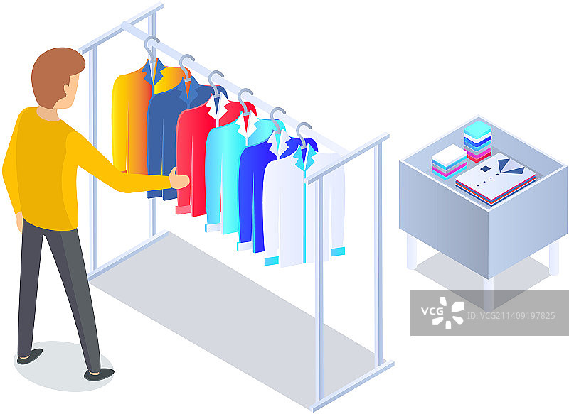 在商店里选择男士服装图片素材