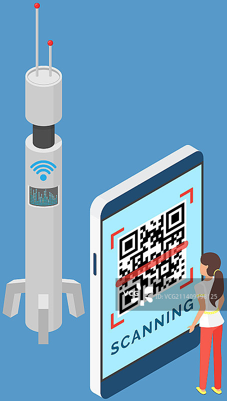 使用智能手机进行QR无线支付的女人图片素材