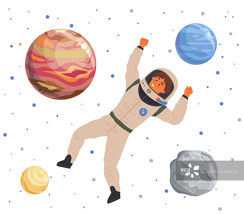 在梦中星球中飞行的宇航员图片素材