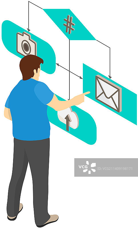 男人在社交软件上阅读信件图片素材