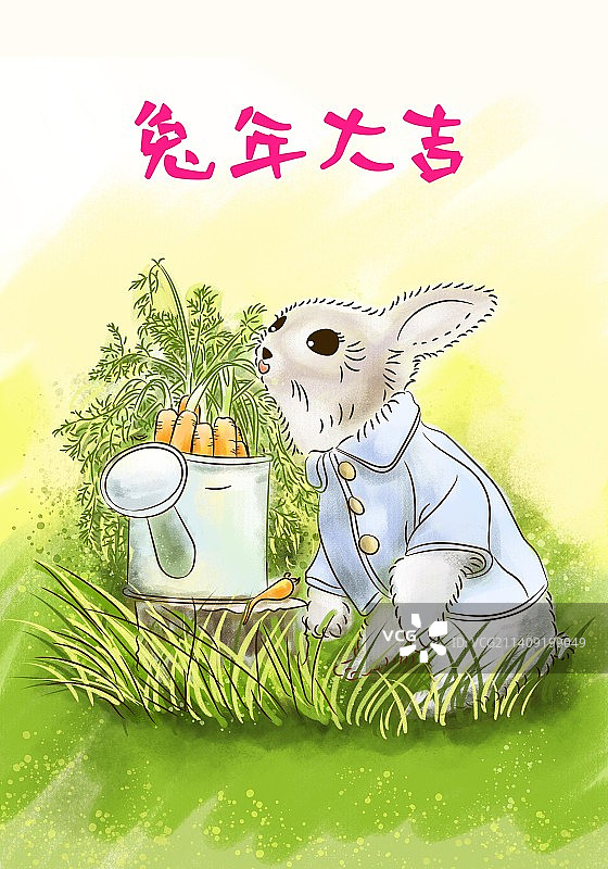 兔子吃草图片素材