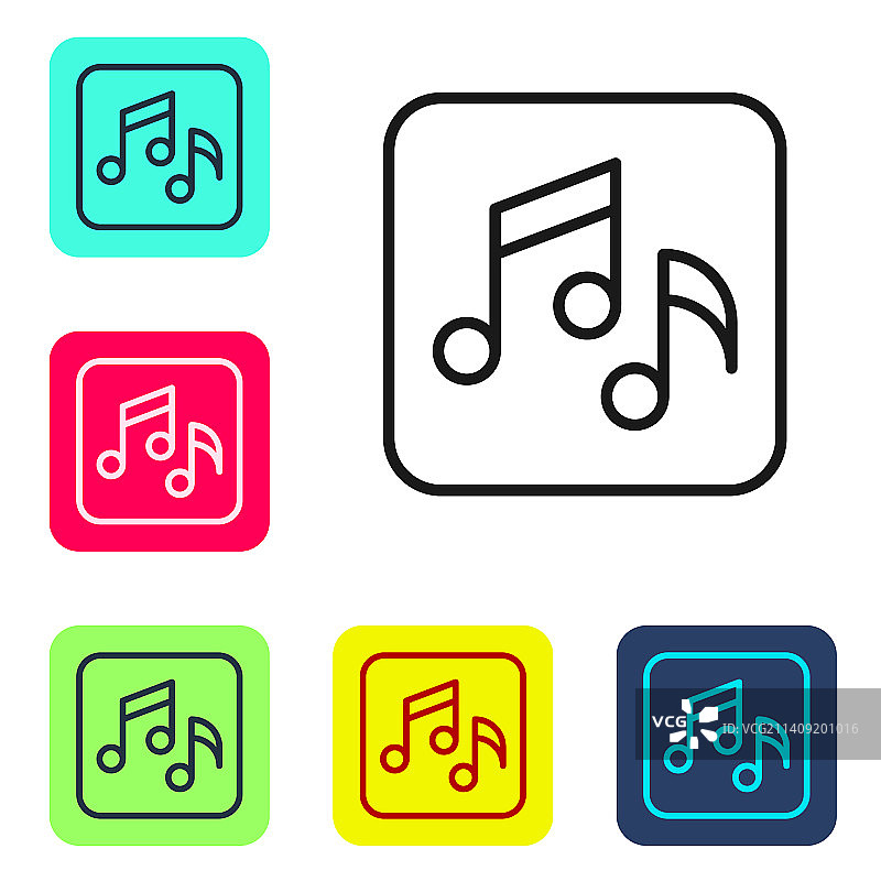 白色背景下的音符黑色线条图标图片素材