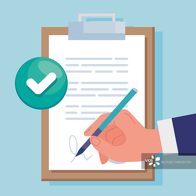 在剪贴板上签署合同图片素材