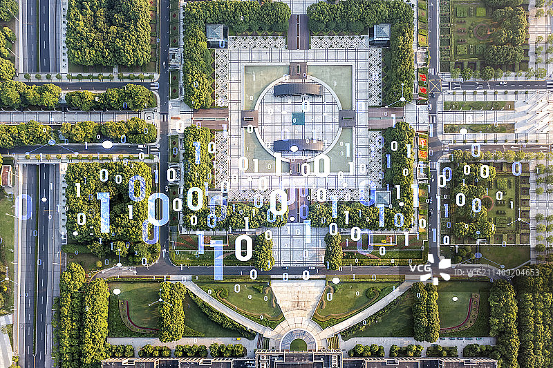 上海科技馆室外广场大数据概念图片素材