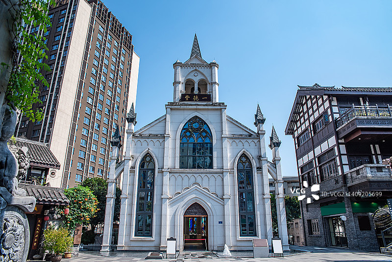 中国重庆弹子石老街基督教堂一德堂图片素材