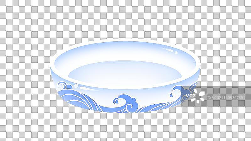 青花瓷盘子——卡通陶瓷系列插画素材图片素材