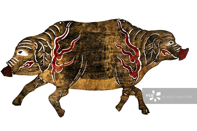 成都博物馆藏清代山海经鬼神皮影道具图片素材