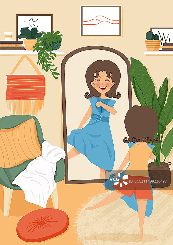 女孩试衣服图片素材