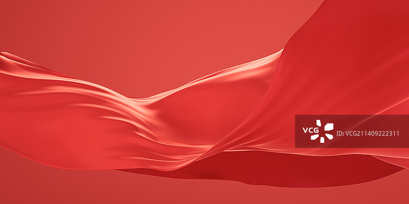流动的红色布料3D渲染图片素材