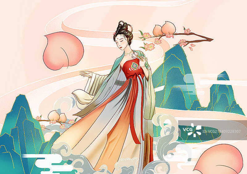 中国风古风少女插画图片素材