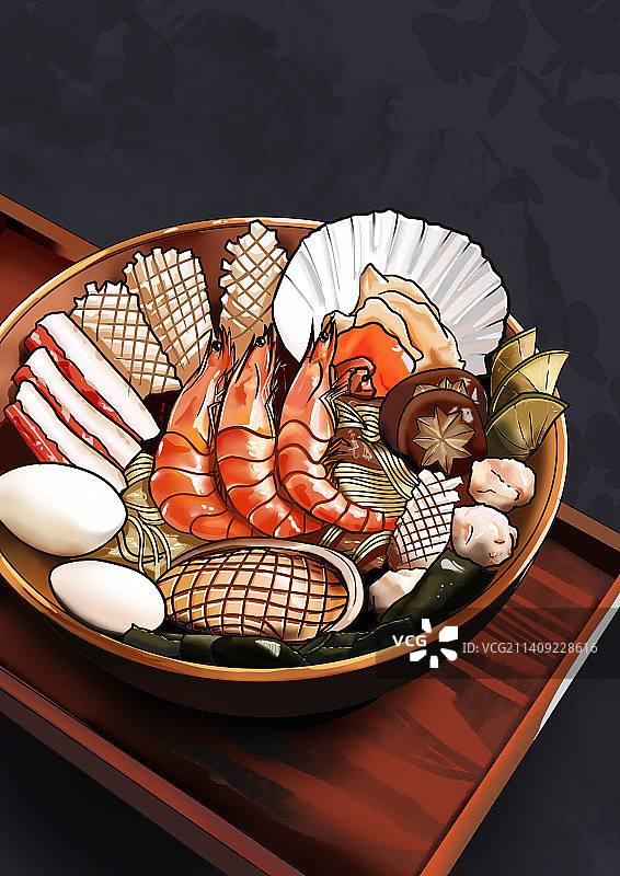海鲜面美食插画图片素材
