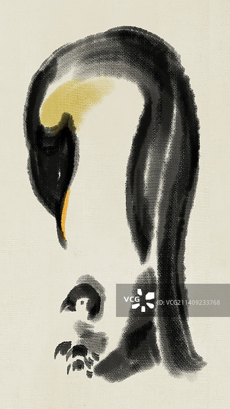 水墨企鹅图片素材