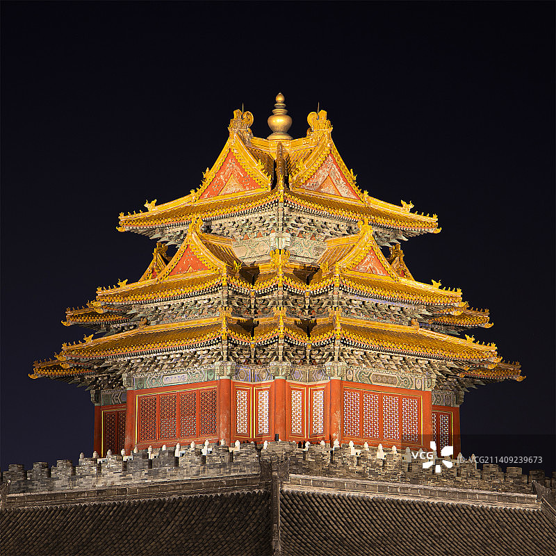夜晚的故宫角楼图片素材
