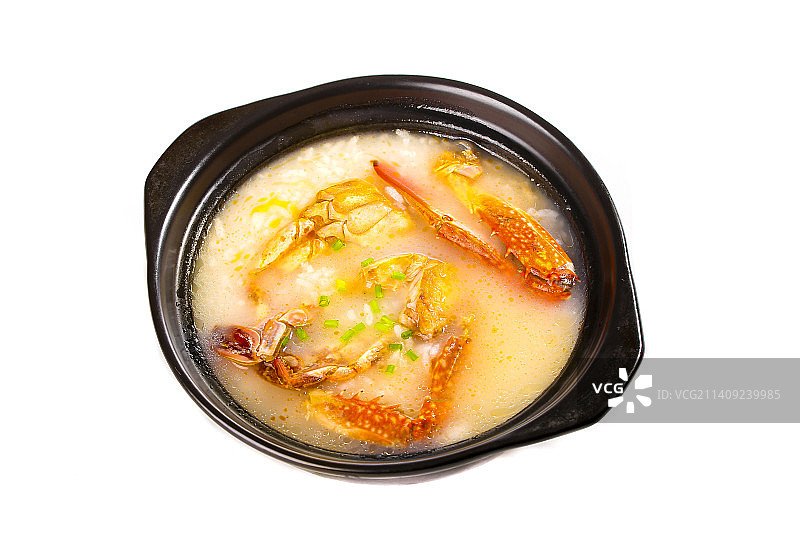 白底上放着梭子蟹粥图片素材