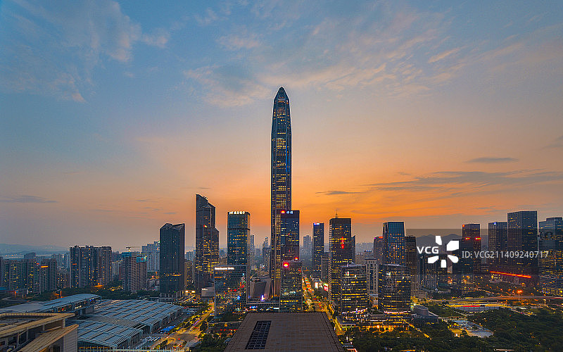晚霞影照深圳中心区.jpg图片素材