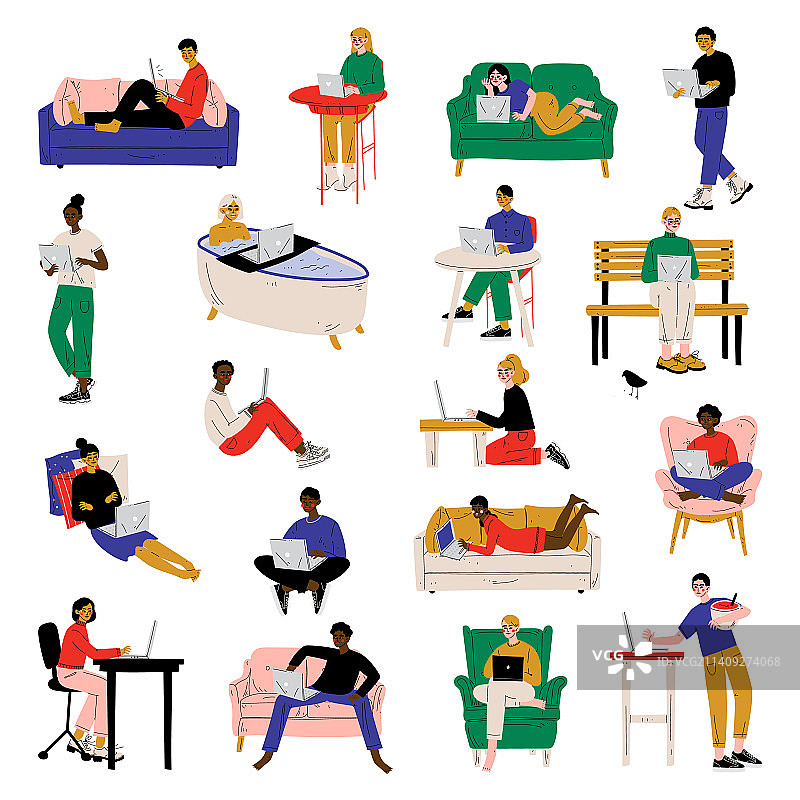 在家工作的自由职业者角色图片素材