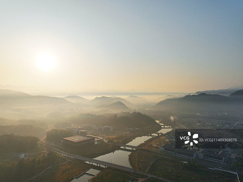 江南浙江古镇枫桥 水墨晨光图片素材