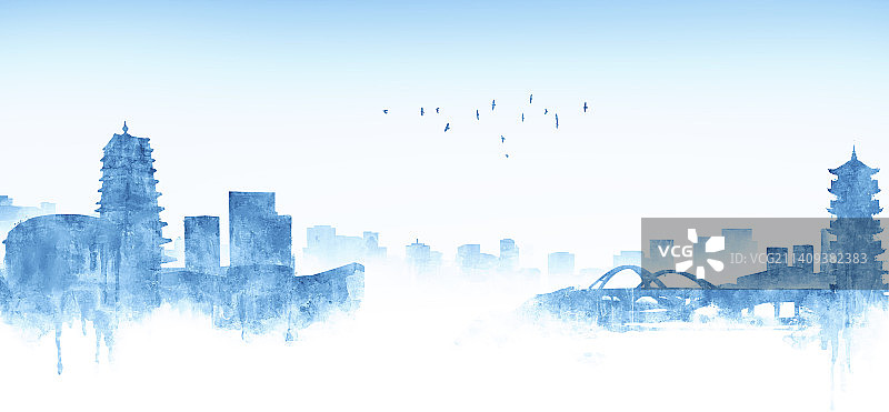 增城城市建筑插画图片素材