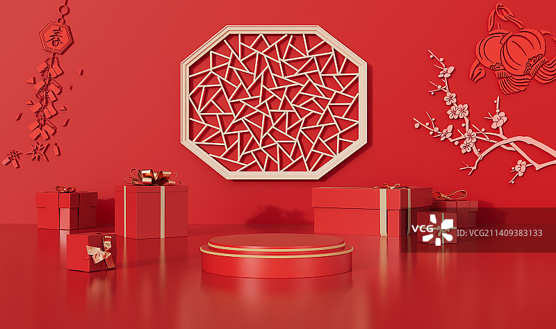 C4D喜庆中国风新年场景图片素材