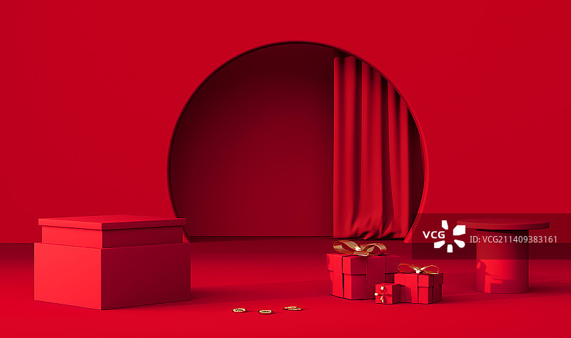 C4D喜庆中国风新年场景图片素材