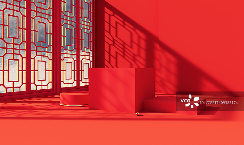 C4D喜庆中国风新年场景图片素材