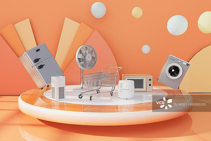 C4D风格的购物节家电插画图片素材