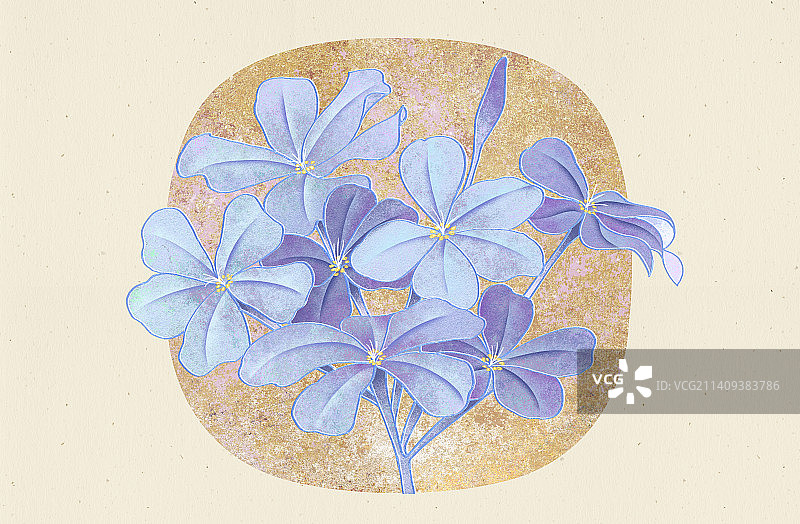 肌理岩彩风格植物系列蓝雪花图片素材