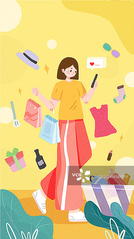 女生购物袋衣服礼品节日活动图片素材