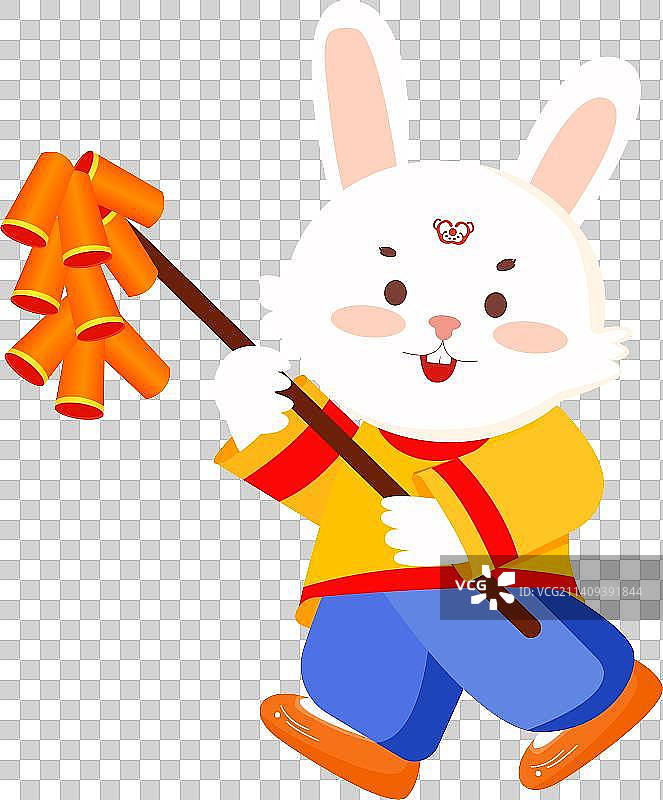 卡通节日2023年新年年俗拜年十二生肖兔子兔年台历窗花红包祝福扁平矢量插画元素图片素材