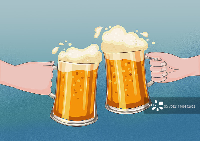 扁平插画啤酒干杯图片素材