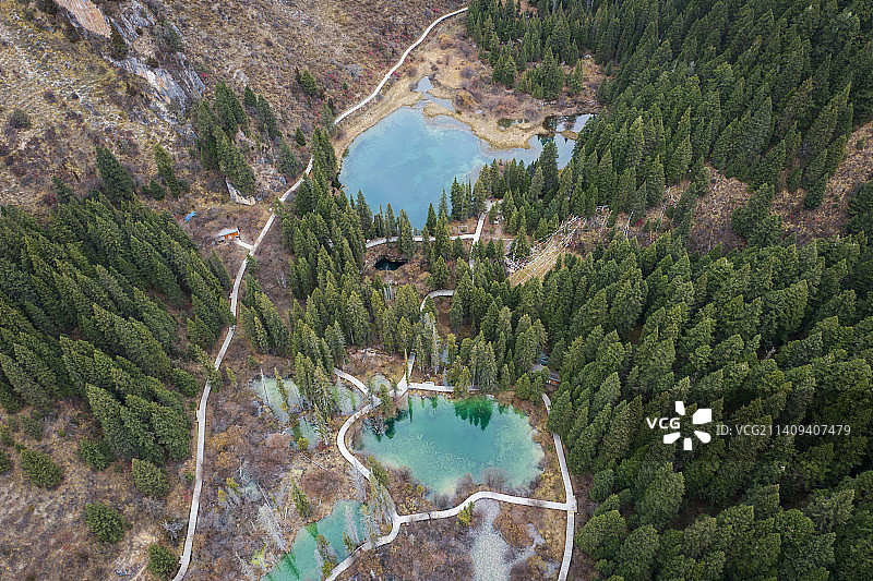 航拍四川阿坝牟尼沟二道海景区图片素材