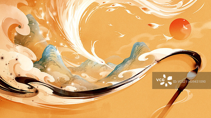 水墨，插画，国风图片素材