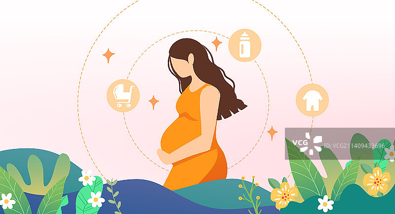 卡通手绘母婴插画图片素材