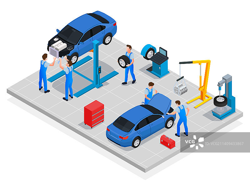 汽车车间2.5D组合图片素材