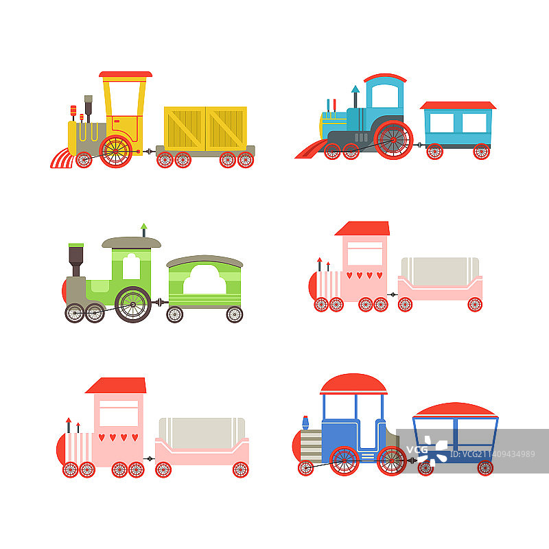 玩具彩色火车或机车，作为轨道交通图片素材