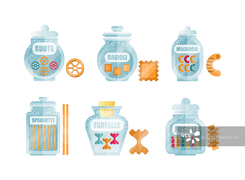 装满干通心粉的玻璃罐图片素材