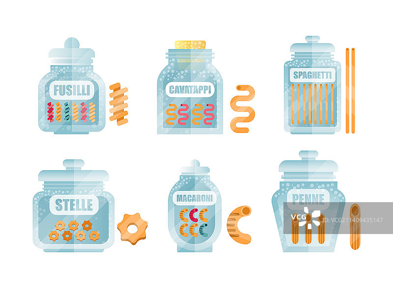 装满干通心粉的玻璃罐图片素材