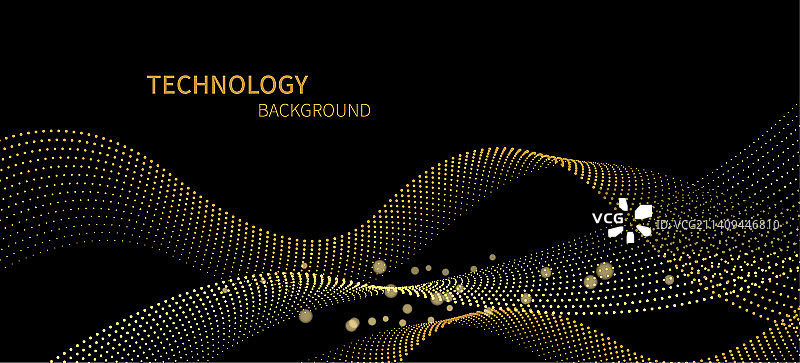 金色粒子黑色背景科技感抽象矢量插画图片素材