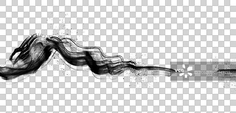 黑白水墨禅意山水古风抽象插画图片素材