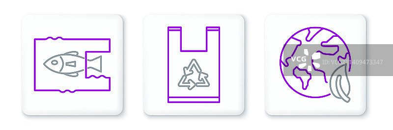 地球仪、树叶与禁止海洋塑料标志图片素材