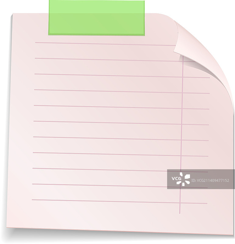 带卷角的线条备忘便签纸图片素材