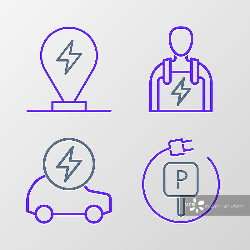 充电停车电动汽车电力线条设置图片素材