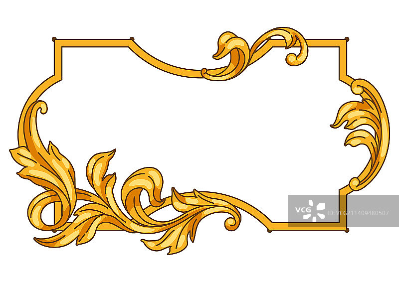 巴洛克风格金色装饰花卉框架图片素材