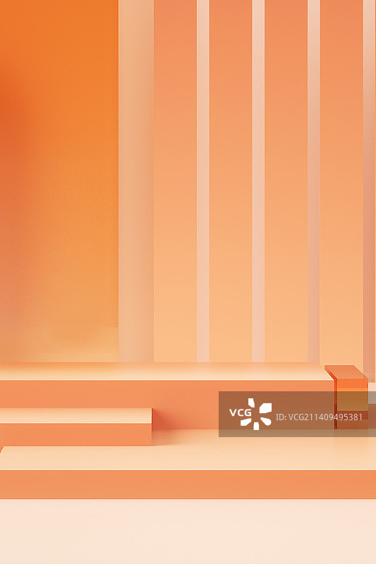 C4D立体几何橙色电商展台背景图片素材