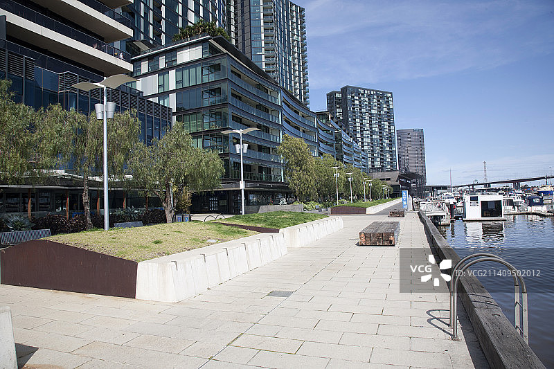 墨尔本港区维多利亚港海滨长廊图片素材